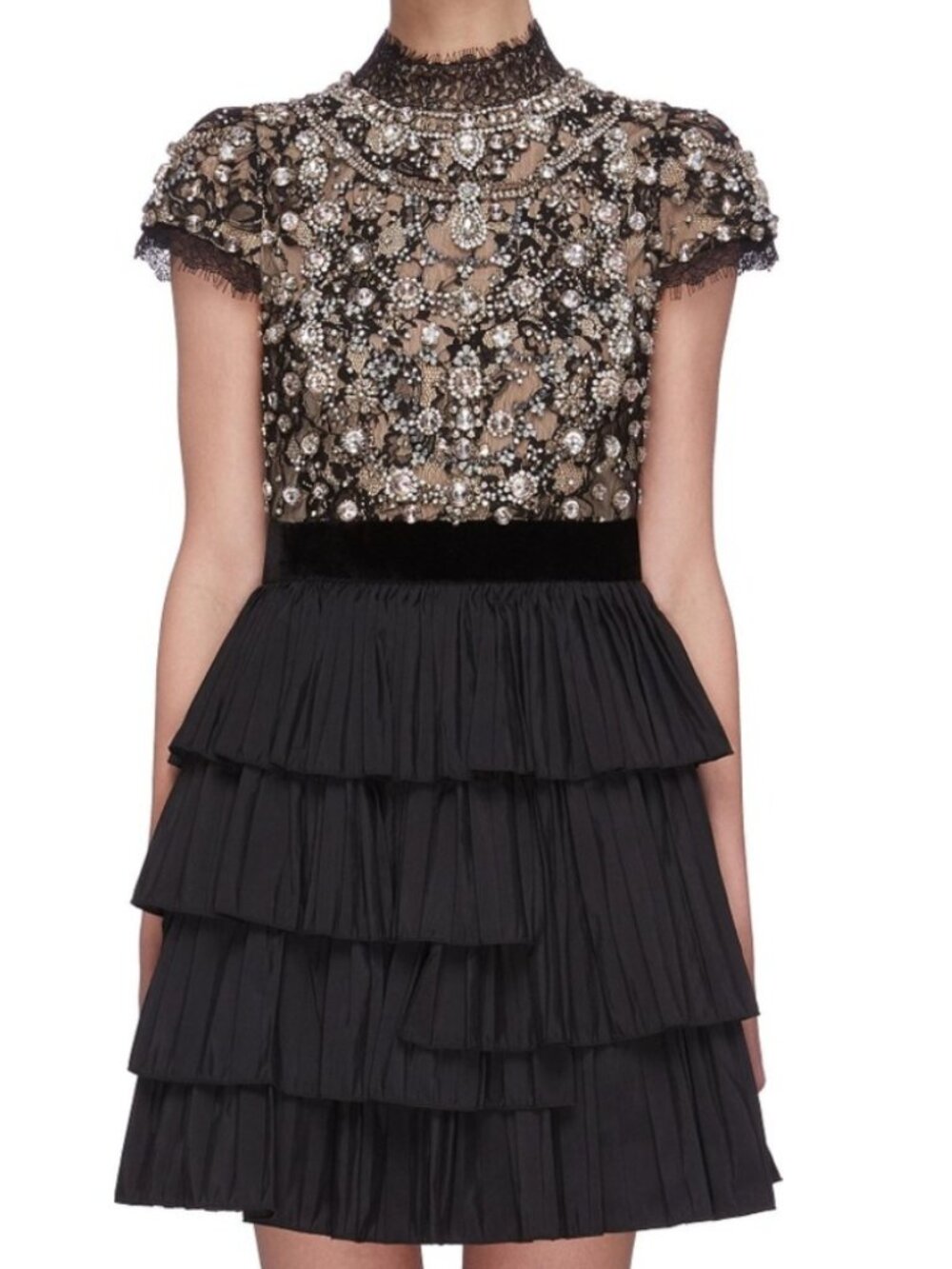 Alice + Olivia Dorian Crystal Embellished Mock Neck Mini Dress Size 4 MSRP $1,15 - Picture 5 of 10
